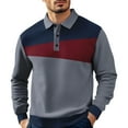 thumbnail image 2 of QHRMKOG Long Sleeve Polo Shirts for Men Comfort Color Block Golf Shirts Loose Fit Collared Golf Tshirt Trendy Top Gray M, 2 of 4