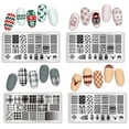thumbnail image 4 of Born Pretty Nail Stamping Plates Set Plaid Flowers Leaves Lace Nail Art Image Plates Spring into Winter Stamp Templates Kit Image Manicuring DIY Printing Tools 8PCS, 4 of 4