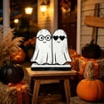 thumbnail image 4 of DefiDgd Halloween Wooden Ghost Table Sign with Base,Vintage Style Ghost Flat Tabletop Decor for Fall Home Shelf Mantel Tiered Tray Party Holiday Gift(C), 4 of 4