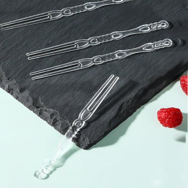 Disposable Bamboo Fork 100Pcs White Plastic Fruit Forks Disposable Bamboo Design Snack Forks for Mooncakes Cake and Party Platters Rkxzt