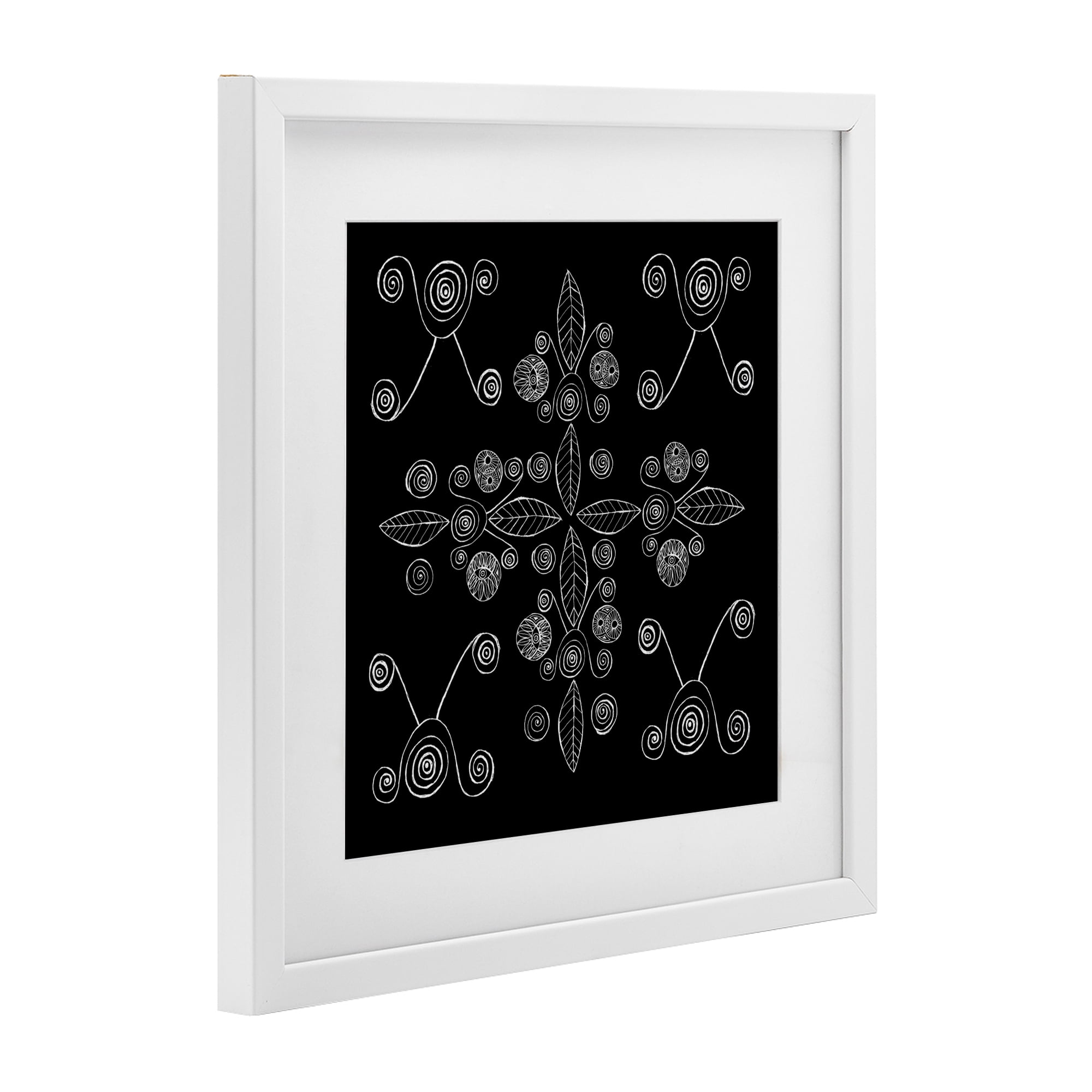 Stupell Industries Geometrics & Leaf Fractals White Framed Print Under Glass, design by El Perkin