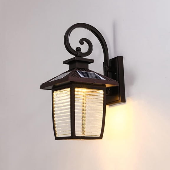 Solar Outdoor Wall Lantern Waterproof Wall Sconce Fixture, Vintage Wall Lamp Outdoor Coach Light, Solar Power Porch Lamps with Clear Glass Shade for Entryway Doorway Patio