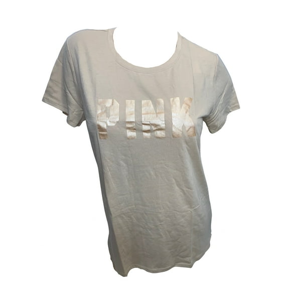 Victoria's Secret Pink Shine Knit Short Sleeve Perfect Tee Size Small Color Sand NWT