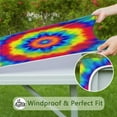 thumbnail image 6 of Rainbow Tie Dye Mandala Pattern Square Fitted Tablecloth with Elastic Edge,Square Table Cover,Washable Elastic Table Cover for Home Kitchen Party Decor 34"x34", 6 of 6