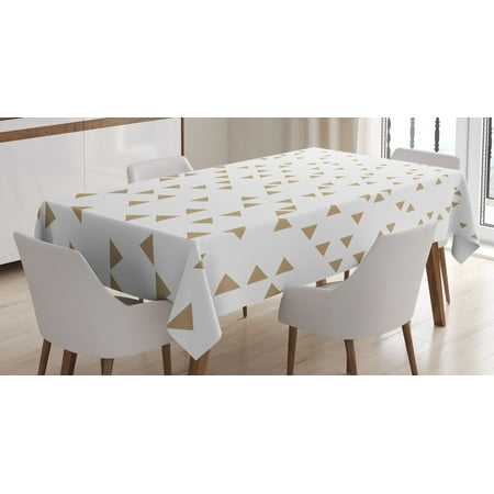 

Geometric Tablecloth Raining Effect of Diminishing Rotated Flyaway Equilateral Triangles Rectangular Table Cover for Dining Room Kitchen 60 X 90 Inches Pale Brown and White by Ambesonne