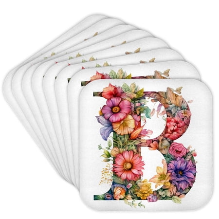 3drose, Bright Beautiful Flower Monogram B, Set of 8 Coasters - Cork