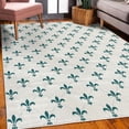 thumbnail image 3 of Fleur De Lis Decorative Rug, Repeated Abstract Floral Old Antique Royal Forms in Checkered Effect, Quality Carpet for Bedroom Dorm and Living Room, 6 Sizes, Petrol Blue, by Ambesonne, 3 of 4
