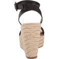 thumbnail image 3 of Steve Madden Upstage Black Leather Ankle Strap Open Toe Wedge Heeled Sandals (Black Leather, 8.5), 3 of 6