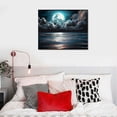 thumbnail image 4 of JEUXUS Wall Art Moon Sea Ocean Landscape Picture Canvas Wall Art Print Paintings Modern Artwork for Living Room Wall Decor and Home Décor Framed Ready to Hang,1inch Thick Frame, 20x16 inch, 4 of 4