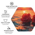 thumbnail image 3 of Honeii Romantic Roses Sunset Ocean Print Leather Coaster Set of 4, Ideal for Safeguarding Your Furniture from Drinks Spills and Effortless Cleanup-Hexagon, 3 of 6