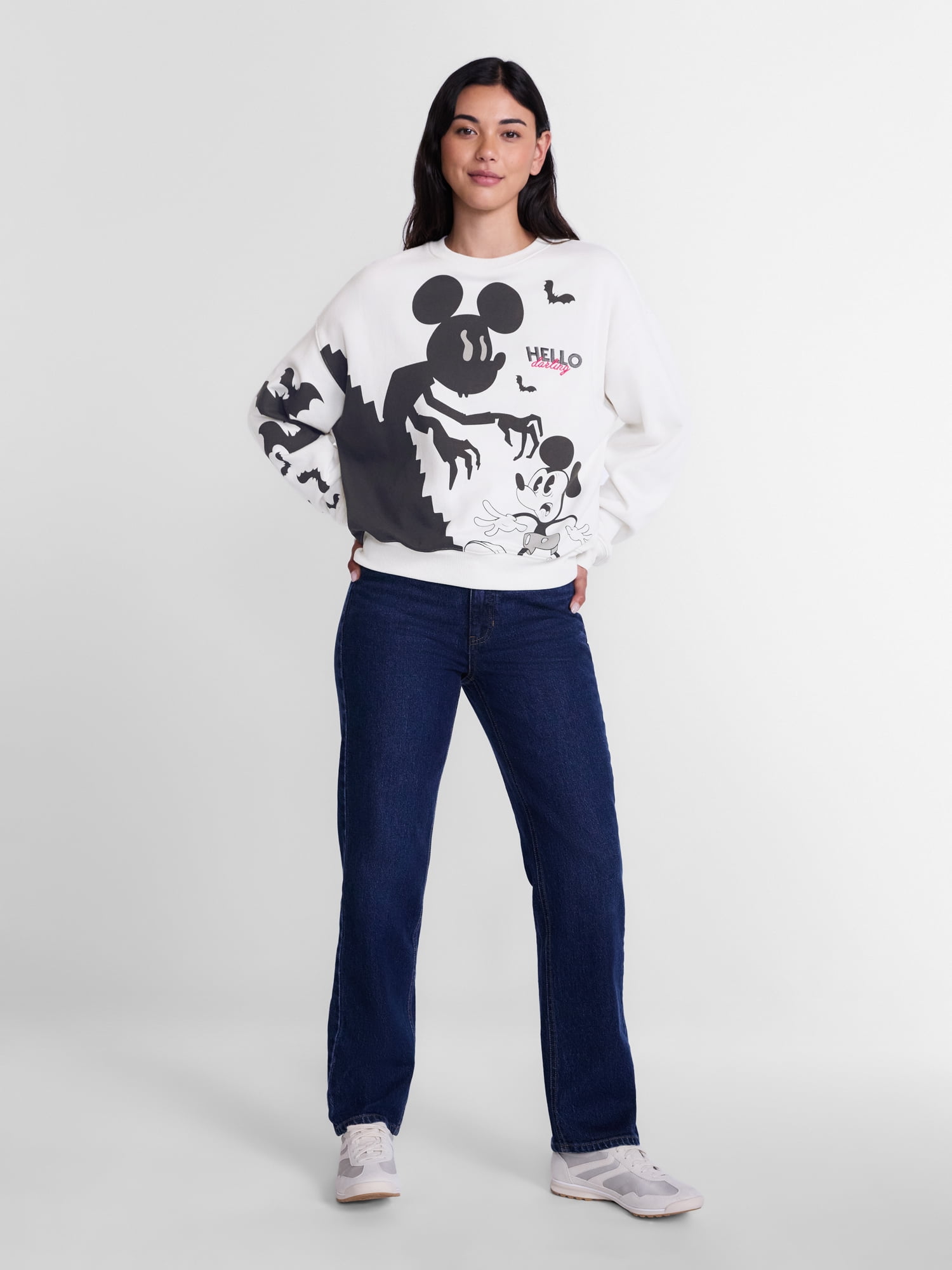 Disney Mickey Mouse Women's Halloween Graphic Sweatshirt with Long Sleeves, Sizes XXS-XXL
