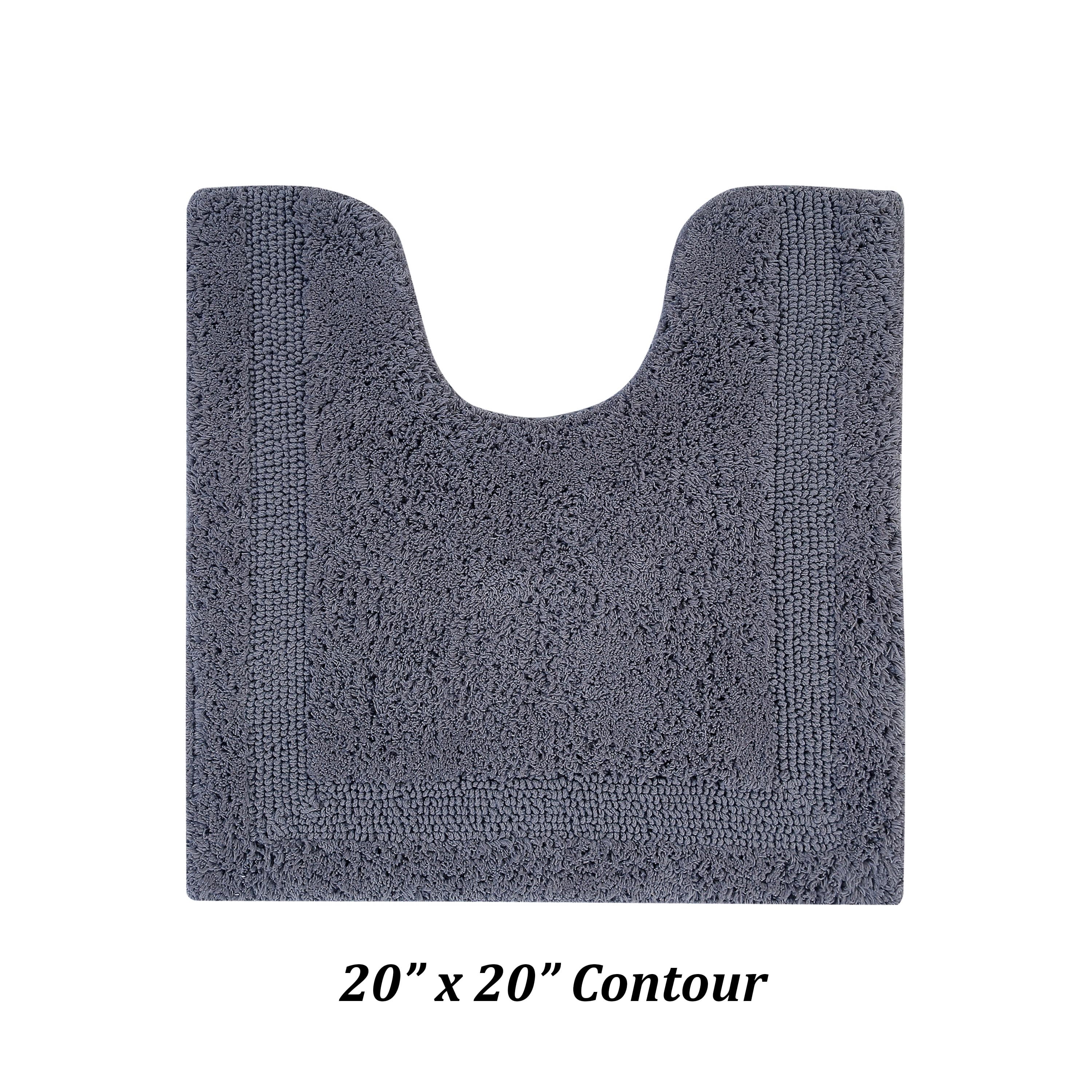 Better Trends Lux Bath Rug 100% Cotton, 4 Piece Set (17"x24" | 20"x20" | 21"x34" | 24"x40"), Gray