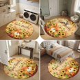 thumbnail image 4 of Round Area Rugs 4Ft, Thanksgiving Non-Slip Washable Circle Rugs Carpet, Orange Fall Pumpkin Maple Cones Sunflowers Indoor Outdoor Rug Floor Mats Throw Runner for Bedroom Living Room Bathroom, 4 of 7