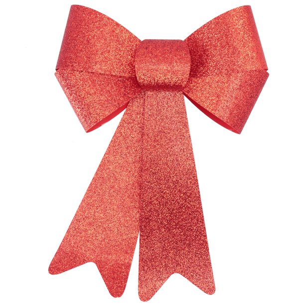 Holiday Time Red Glitter Rigid Bow