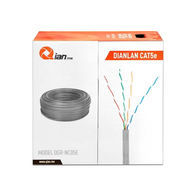 Bobina de Cable Qian Cat5e UTP CCA, Caja con 305m, Color Gris. Qian QGR-NC05E