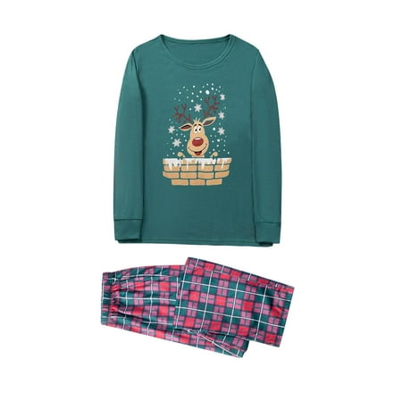 

Parent Child Women Mom Outfit Merry Christmas Letter Print Parent Child Solid Long Sleeved Trousers Pajama Set Delivery Tomorrow Family Pajamas