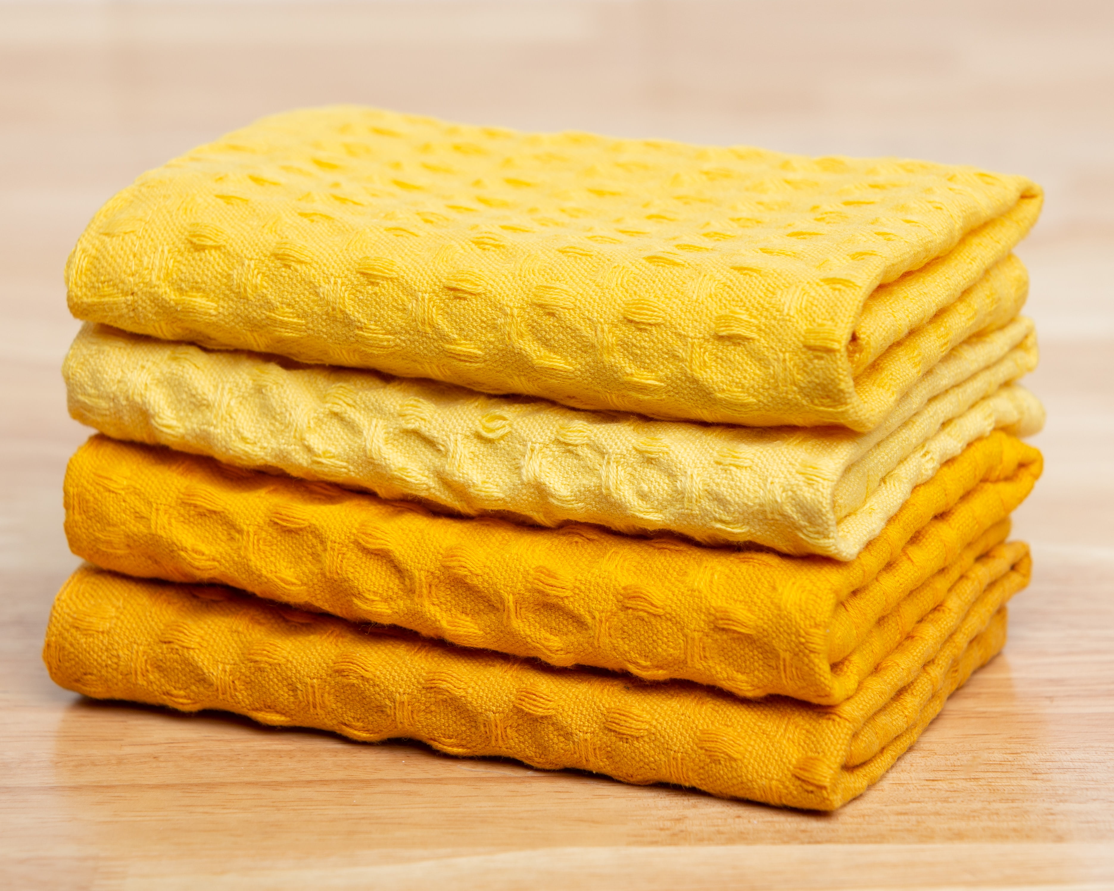 Mainstays Cotton, Waffle Dishcloths, 4 Dishcloths, 12in x 12 in, plus a  basket ,Yellow 