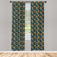 thumbnail image 2 of Ambesonne Geometric Curtains, Abstract Triangles Boho, Pair of 28"x84", Apple Green and Dark Seafoam, 2 of 4