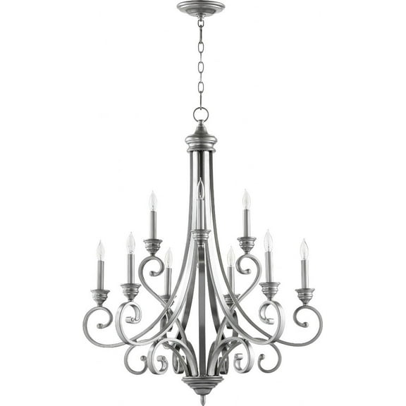 Quorum Lighting Bryant 9-Light Chandelier, Classic Nickel, 29 Width, 36.25 Height