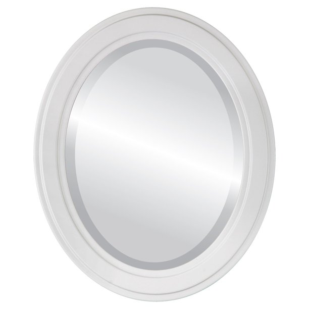 The Oval and Round Mirror Store Wright Framed Oval Mirror in Linen
