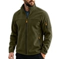 thumbnail image 4 of Men's Polar Fleece Jacket Winter Warm Full-Zip Coat Tactical Jackets Multi Zipper Pockets Army Green, 4 of 8