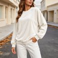 thumbnail image 2 of Enjoytime Crewneck Sweatshirts Women Long Sleeve Velvet Pullover Tops Solid Trendy Casual Soft Oversized Sweatshirt, 2 of 8
