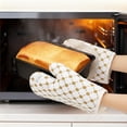 thumbnail image 4 of Unique Bargains Soft Floral Heat-Resistant Oven Mitts Cooking Gloves Beige, 4 of 6