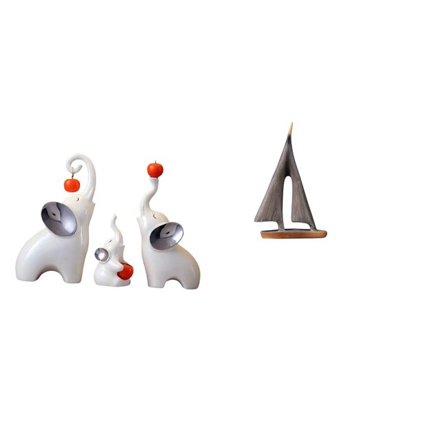 Esculturas de elefantes,Estatuas de elefantes,decoración del hogar,artesanías de cerámica,Escultura de velero,Estatua de velero Decoración de velero Barco de vela,Figura de velero modelo