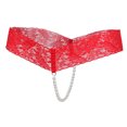 thumbnail image 3 of sexy mujer bragas sin entrepierna pura encaje tanga ropa interior perlas cadenas rojo Sunnimix Ropa interior de encaje transparente para mujer, 3 of 8