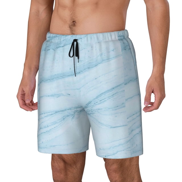 Balery Blue Marble Bañador para hombre, shorts de playa de secado rápido con entrepierna y forro de compresión-X-Large