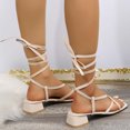 thumbnail image 5 of Juebong Lace Up Gladiator for Womens Dressly Lace up Square Toes Flat Strappy Sandals Summer Criss-Cross Gladiator Shoes, 5 of 5