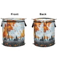 thumbnail image 2 of 50L Extra Large Popup Hamper Collapsible Laundry Basket With Zippered Lid 15.7x18.5in Autumn Vibes, 2 of 7