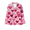 thumbnail image 4 of Moxiu Womens Satin Valentine's Day Pajamas Long Sleeve Love Heart Print Satin PJ Sets Button-Down Pajama Sleepwear Loungewear 2025 Pink,M, 4 of 6