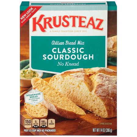 Kosher Bread Mix - (2 Pack) Krusteaz No Knead Classic Sourdough Artisan Bread Mix, 14oz Box