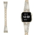 thumbnail image 1 of 1Pc Stainless Steel Watch Band Delicate Fanshaped Rhinestone Inlaid Wristband Replacement Strap Compatible for Fitbit Versa (Vintage Gold), 1 of 5