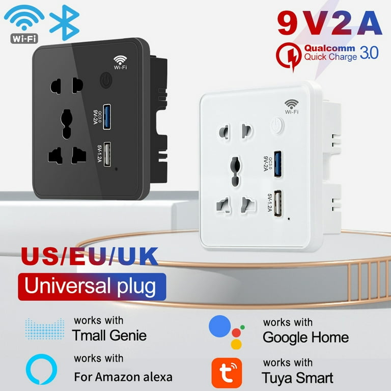 Universal Smart Wall Socket: WiFi Outlet with USB & Alexa Control