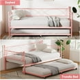 thumbnail image 3 of Day Bed with Pull Out Trundle,Twin Daybed with Trundle, Twin Size Mattress Foundation with Metal Slats Support for Living Room, Bedroom and Guest Room, 3 of 8