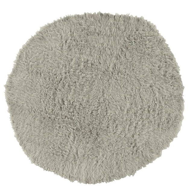 Linon New Flokati Hand Woven Wool 8'R Rug in Gray