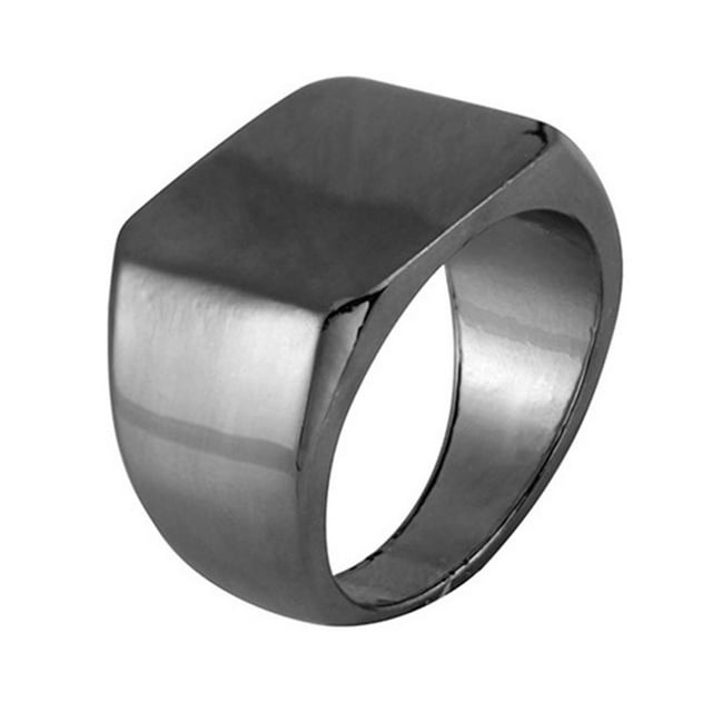 fastboy Men Boys Simple Retro Large Flat Square Glazed Surface Alloy Ring Plated Jewelry Accessory Hip Hop