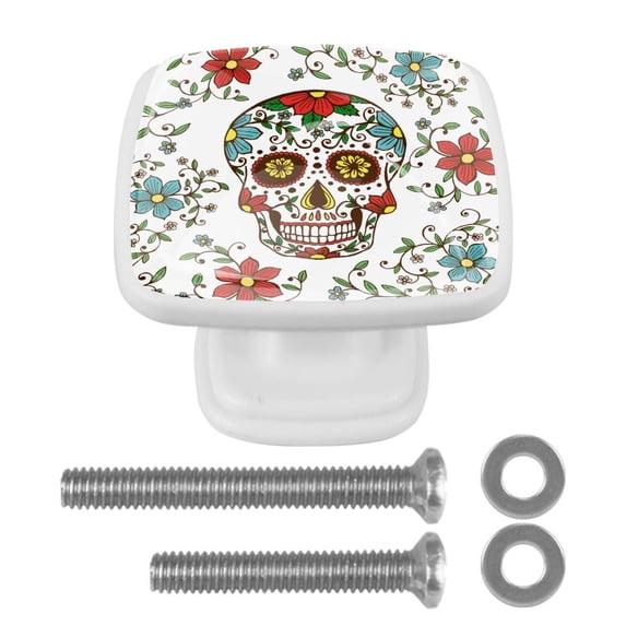 4 Pieces Set Drawer Pulls Handle Square Wardrobe Cabinet Knobs with Stainless Steel Screws Furniture Kitchen Decor