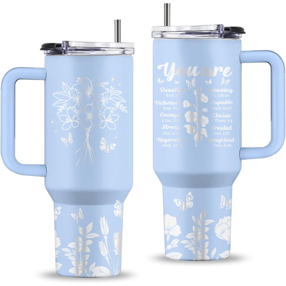 Religious Gifts for Women, 40 Oz You Are Tumbler with Handle & Straw, Thanksgiving Christmas Birthday Gift for Women, Christian Religious Inspirational Faith Jesus Bible Gift, 1 PCS