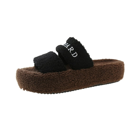 Wensltd Women Fall Winter Slippers Open Toe Fleece-Lined Fashion Casual Comfort Slippers Lightweight