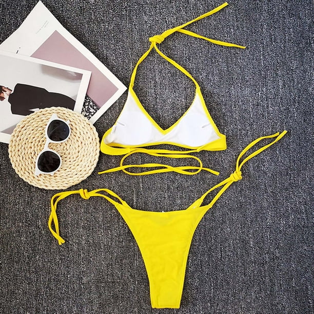 vbnergoie Womens Bandage Split Bikini Push-Up Pad Swimwear