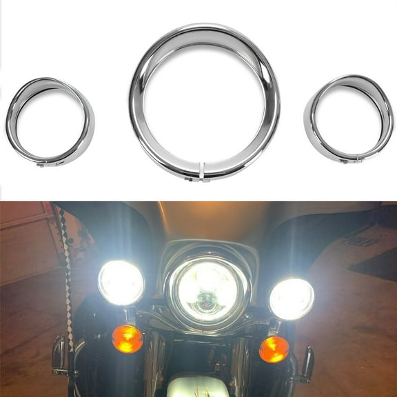 KOJEM 7" Motorcycle Headlight Cover Visor Bezel  4.5" Fog Lights Lamp Trim Visor Decorate Ring for Harley-Davidson