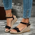thumbnail image 2 of Womens Espadrilles Buckle Ankle Strap Wedge Sandals Open Toe Fashion Band 2026 Summer Dressy Wedges Heels Black Size 8.5, 2 of 7