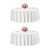VEVOR White Round Tablecloths 2 Pack, 120 Inches in Diameter, Stain- & Wrinkle- Resistant, Machine Washable Table Clothes, Polyester Fabric Table Covers for Wedding, Party, Banquet, Formal Events