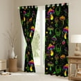 thumbnail image 3 of Feelyou Neon Jungle Mushroom Black Out Curtains for Teen, Green Skull Skeleton Curtains Pack of 2 (42x63 Each), Cartoon Theme Bedroom Curtains, Blackout Curtains Bedroom Decor, 3 of 6