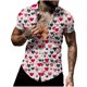 thumbnail image 5 of Ceisia Men Casual Fashion Turndown Collar Stripe Printing Gift Short Sleeve Button Shirt, 5 of 6