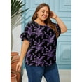 thumbnail image 5 of LANREMON Plus Size Tops for Women Summer Short Sleeve Tunic Tops Casual Crew Neck Loose Fit Oversized T Shirts Blouse 4XL, 5 of 8