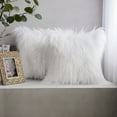 thumbnail image 3 of Phantoscope 20" x 20" Faux Fur Decorative Throw Pillow, Plush Cushion with Insert for Couch, Bed, Chair, Pure White, 1 Pack, 3 of 8